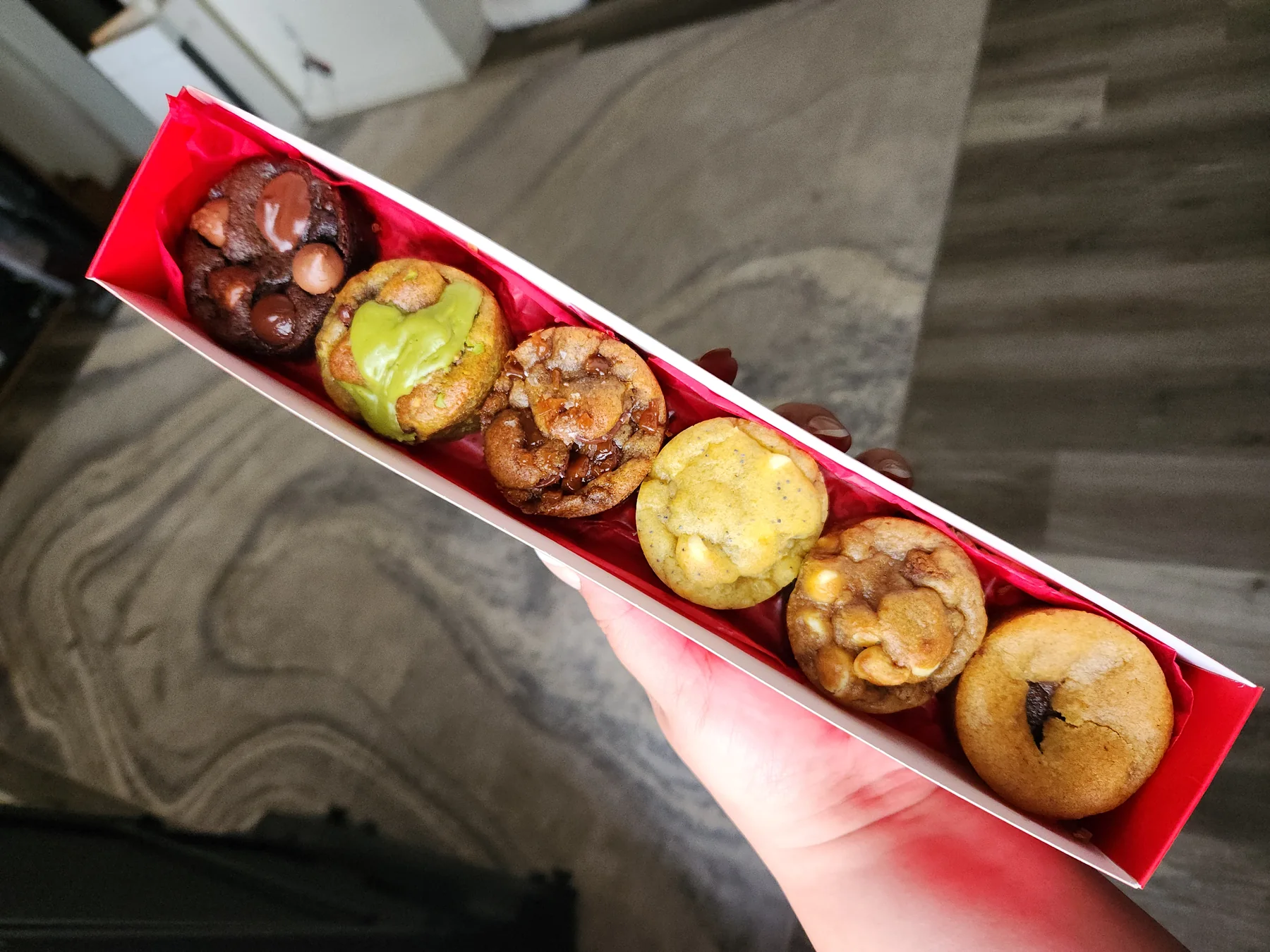 A boxed assortment prepared by The Bakers’ Box